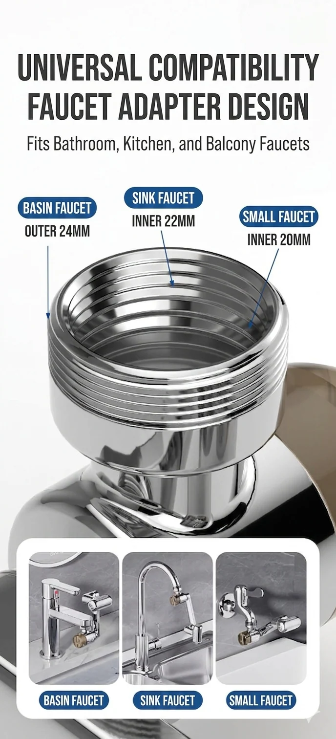 1080° Rotating Faucet Extender with Upward Facial Mist, 4 Water Modes & Built-In Filter - Image 6