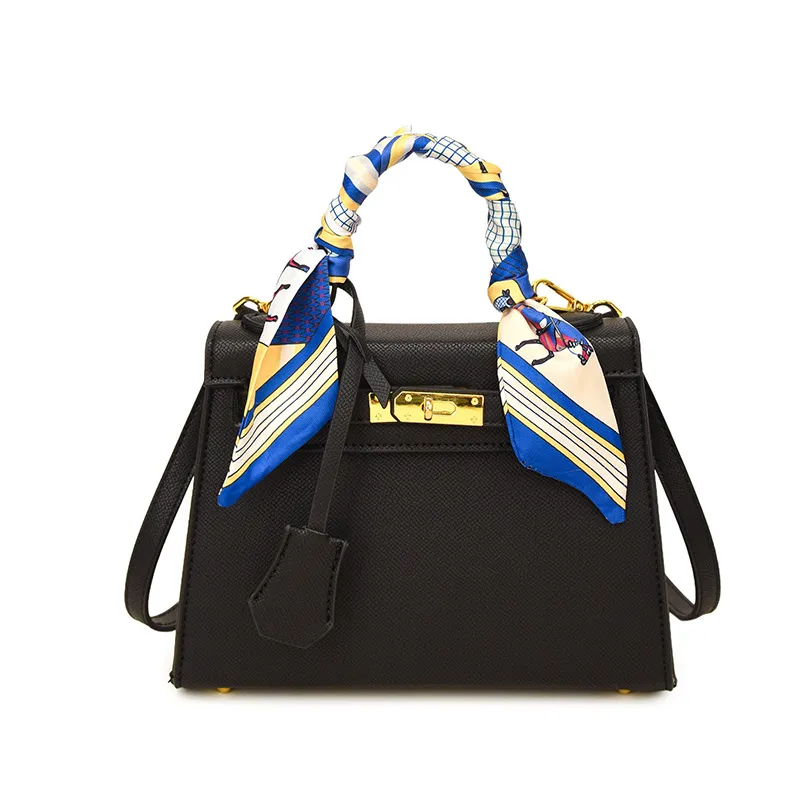 Silk Scarf Handle Crossbody Tote Bag – Retro Style - Image 9