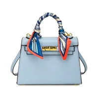 Silk Scarf Handle Crossbody Tote Bag – Retro Style - Image 8