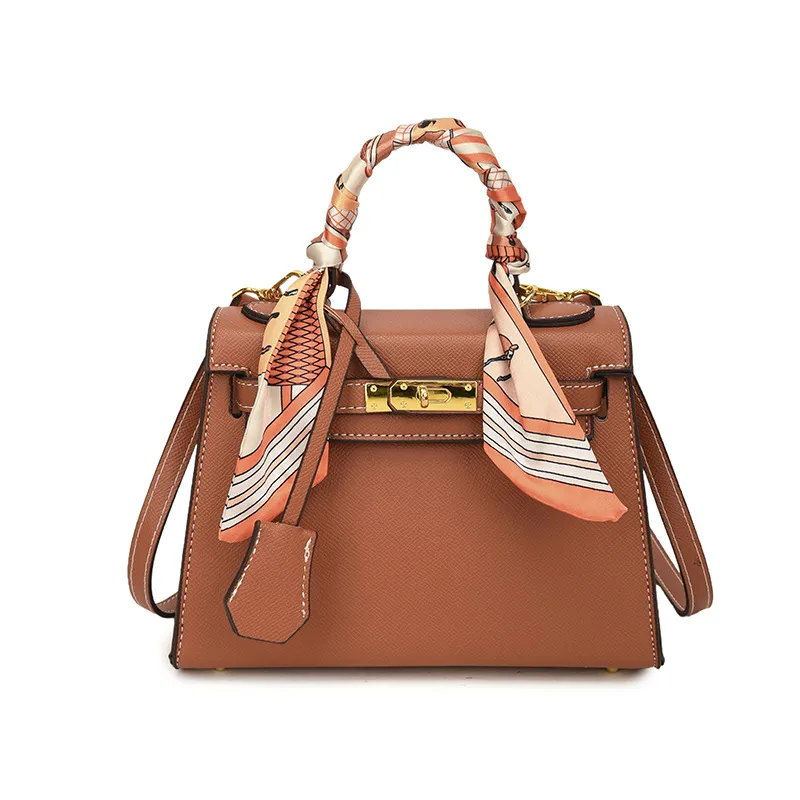 Silk Scarf Handle Crossbody Tote Bag – Retro Style - Image 7