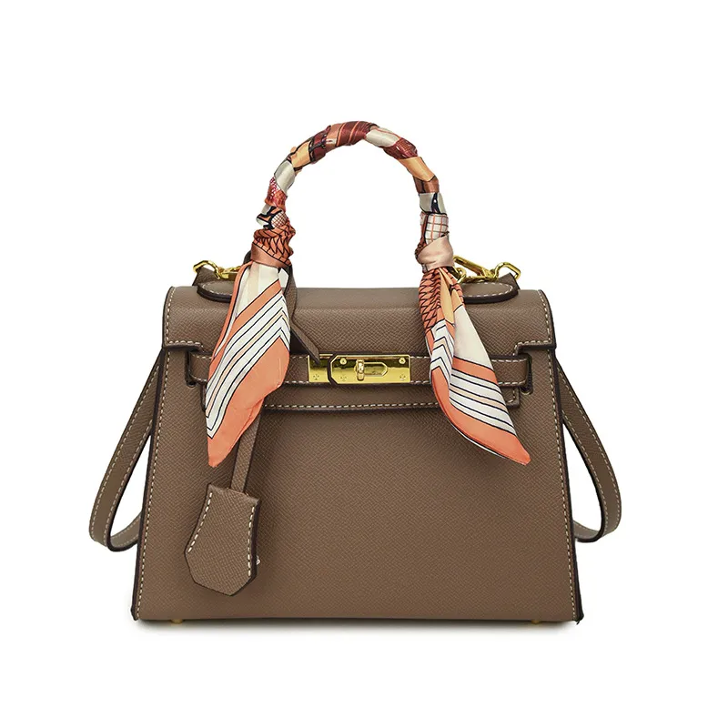 Silk Scarf Handle Crossbody Tote Bag – Retro Style - Image 6