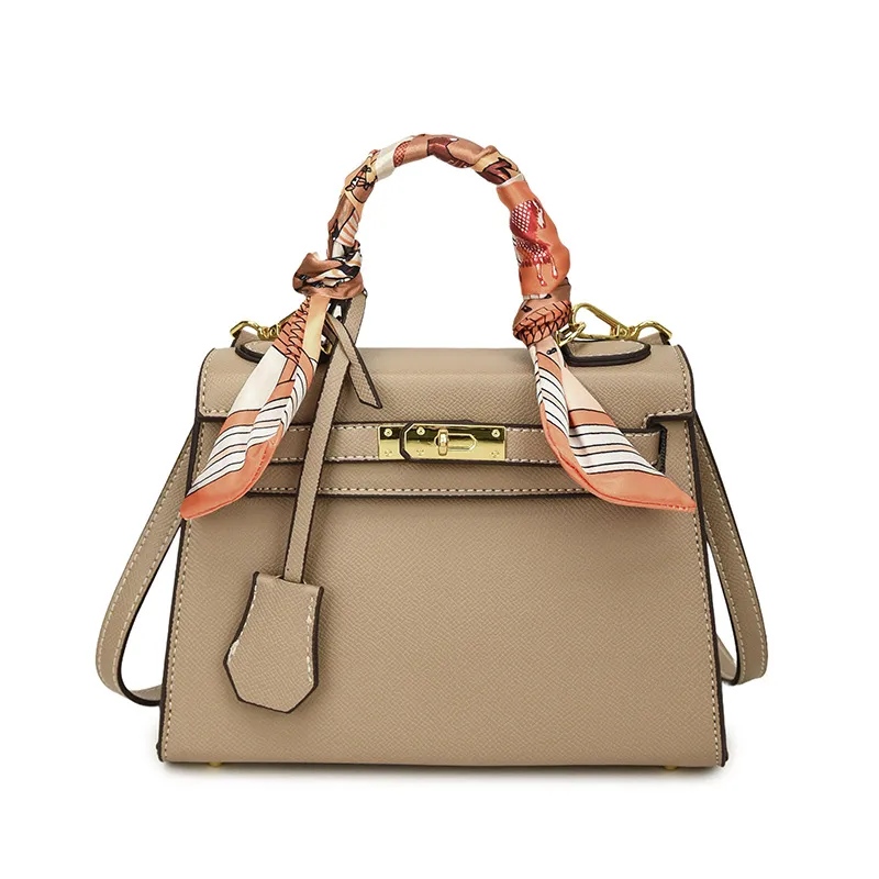 Silk Scarf Handle Crossbody Tote Bag – Retro Style - Image 5