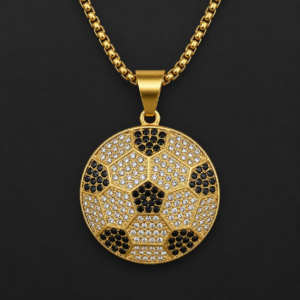 Rhinestone Soccer Ball Pendant Necklace