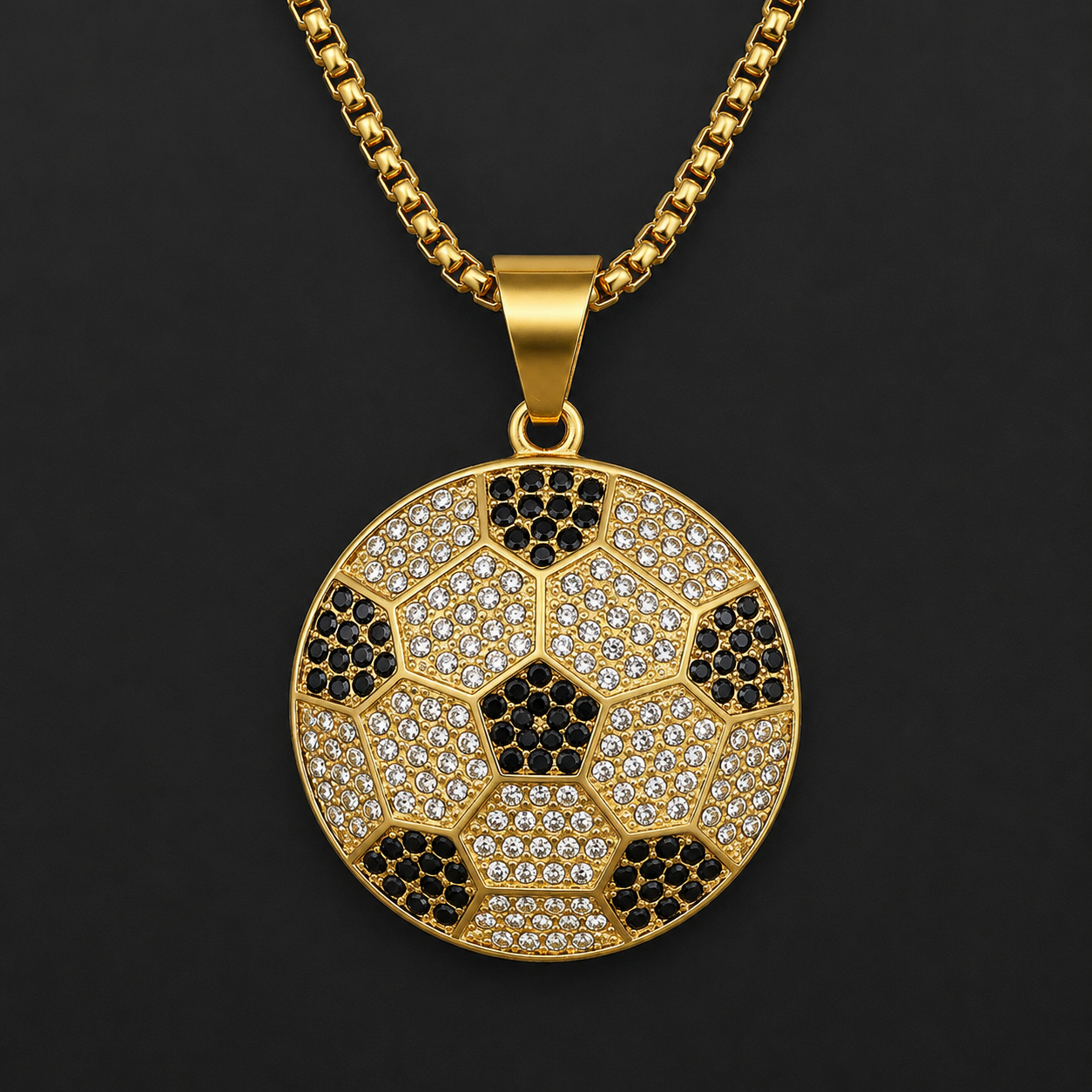 Rhinestone Soccer Ball Pendant Necklace