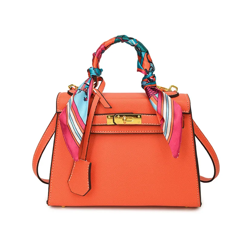 Silk Scarf Handle Crossbody Tote Bag – Retro Style - Image 4