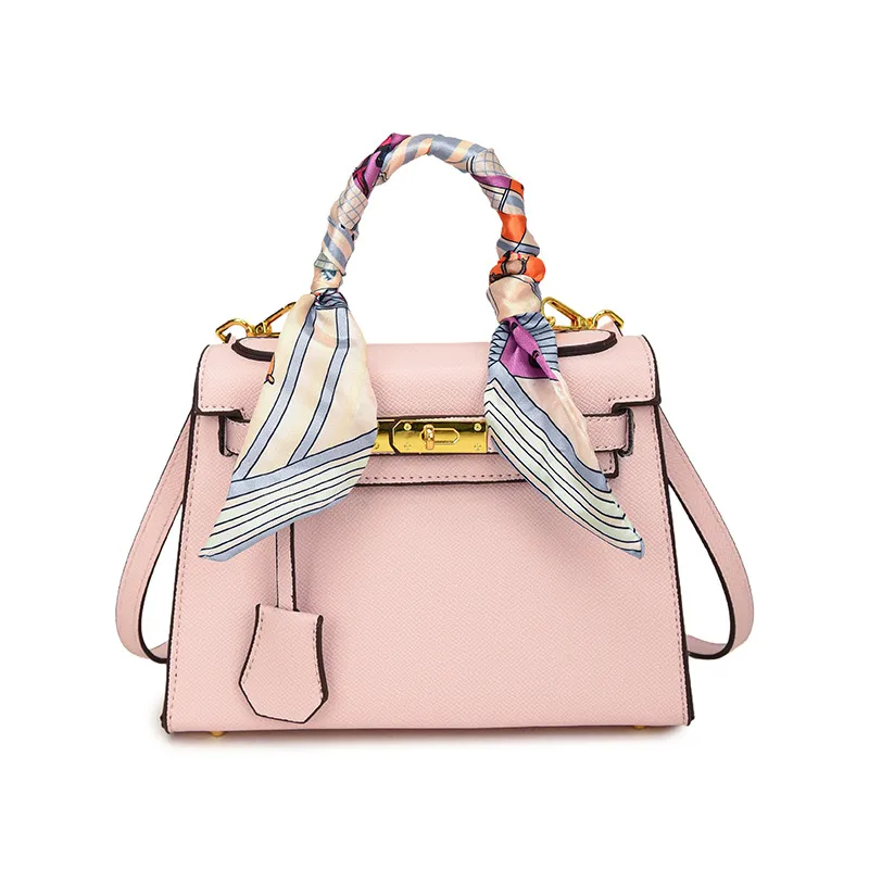 Silk Scarf Handle Crossbody Tote Bag – Retro Style - Image 3