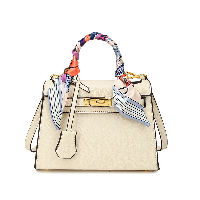 Silk Scarf Handle Crossbody Tote Bag – Retro Style - Image 2