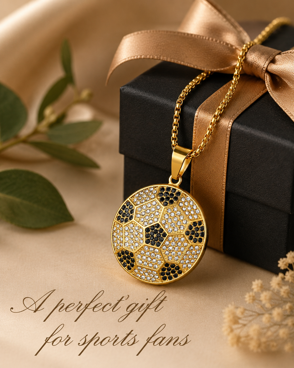 Rhinestone Soccer Ball Pendant Necklace - Image 2
